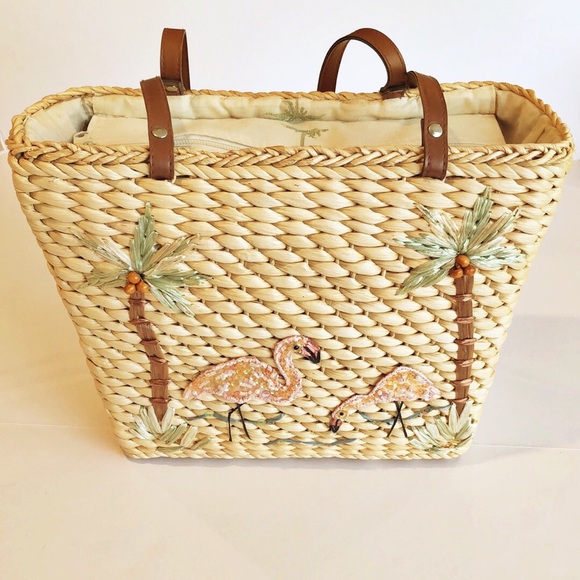 Capelli of New York Handbags - 🏝Cappelli Pink Flamingo Straw Bag